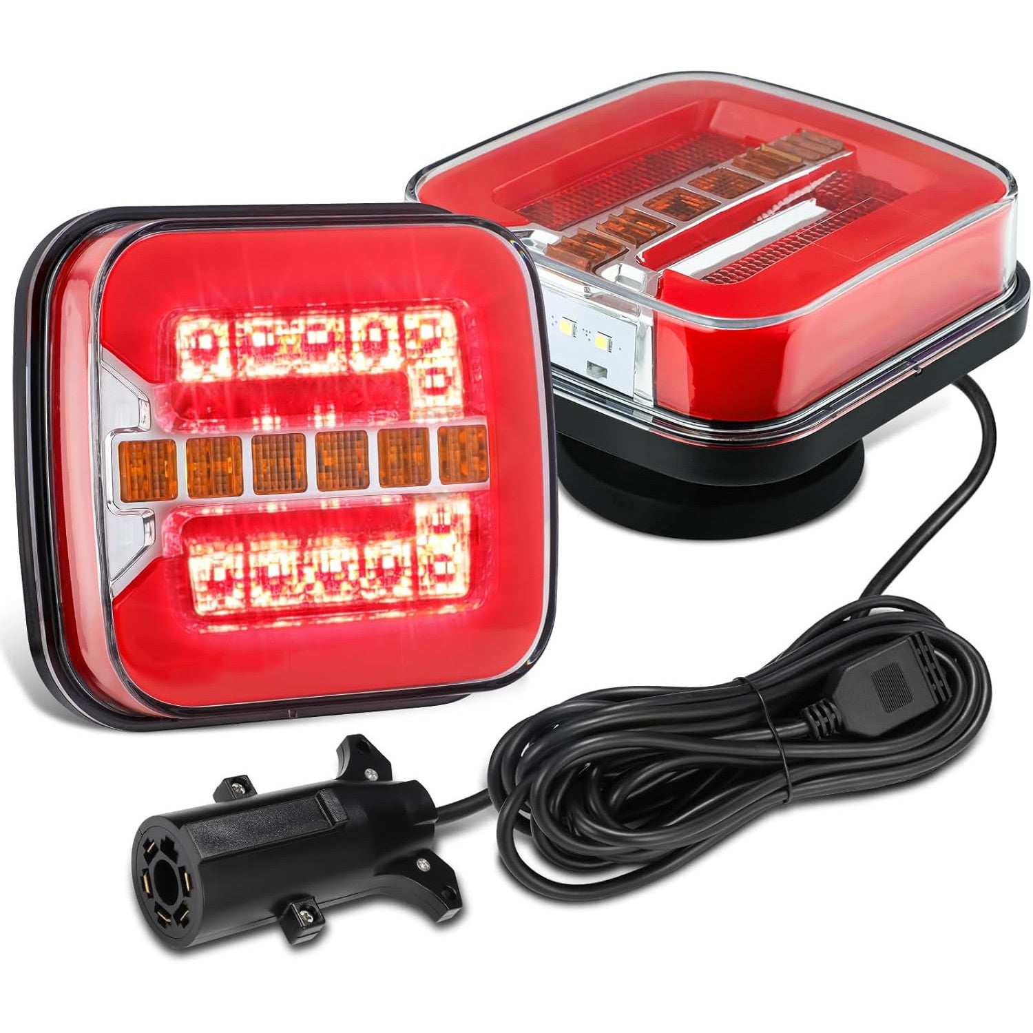 Partsam Square LED Magnetic Trailer Light Kit with 7‑Pin Plug